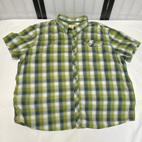 Mossy Oak Short Sleeve Button Up Collared Casual Shirt Green Plaid XXL - Picture 7 of 11